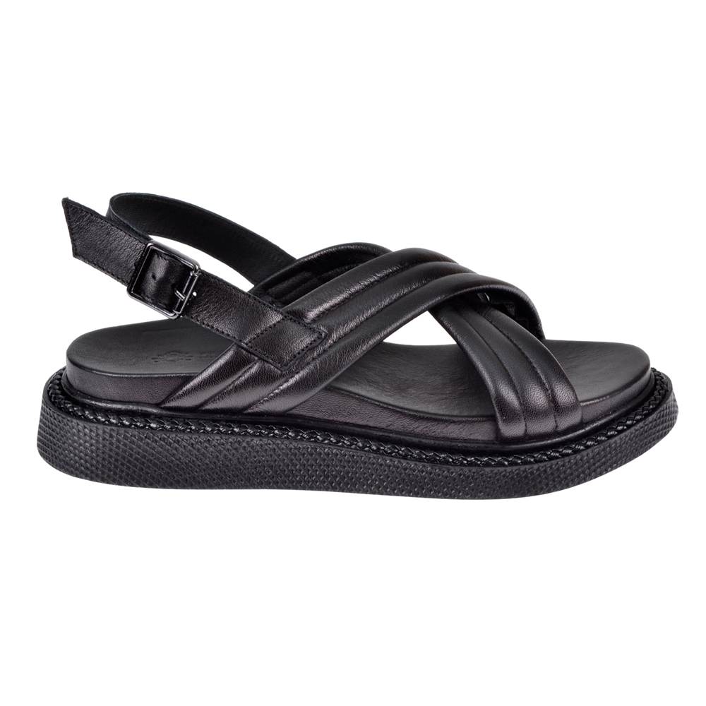 Maximino Hakiki Deri Comfort Kadın Sandalet MX-305 SİYAH