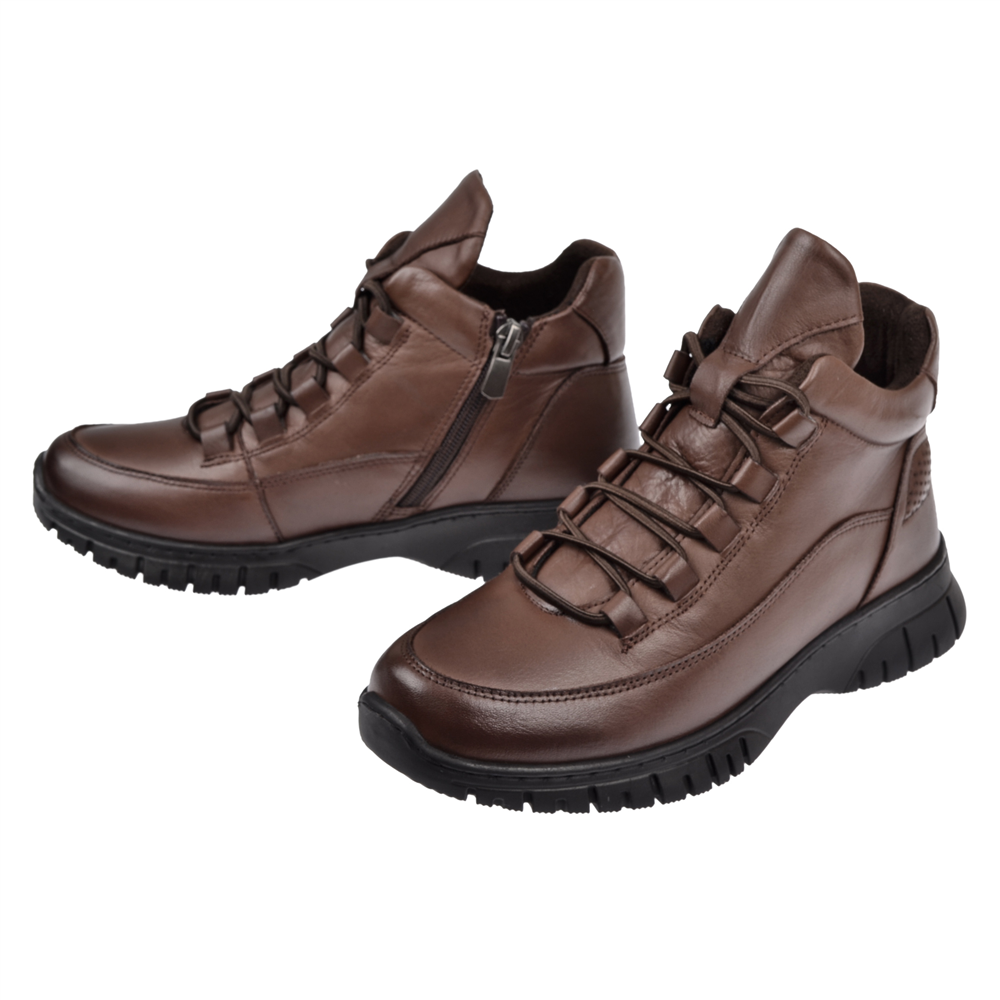 New Diamond Hakiki Deri Comfort Kısa Kadın Bot ND-25604 KAHVE