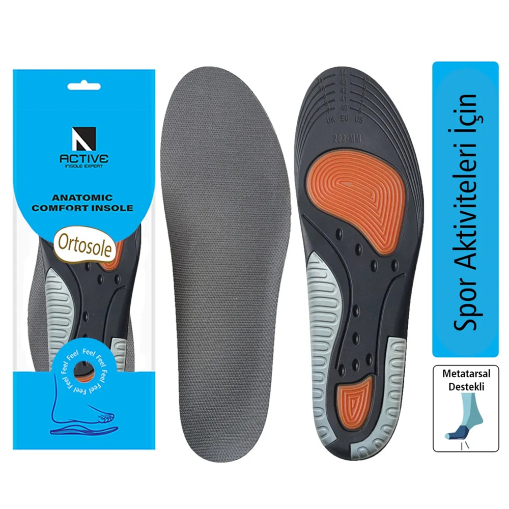 Ortosole Ark ve Jel Destekli Ortopedik Erkek Spor Tabanlığı 203-MM-STANDART