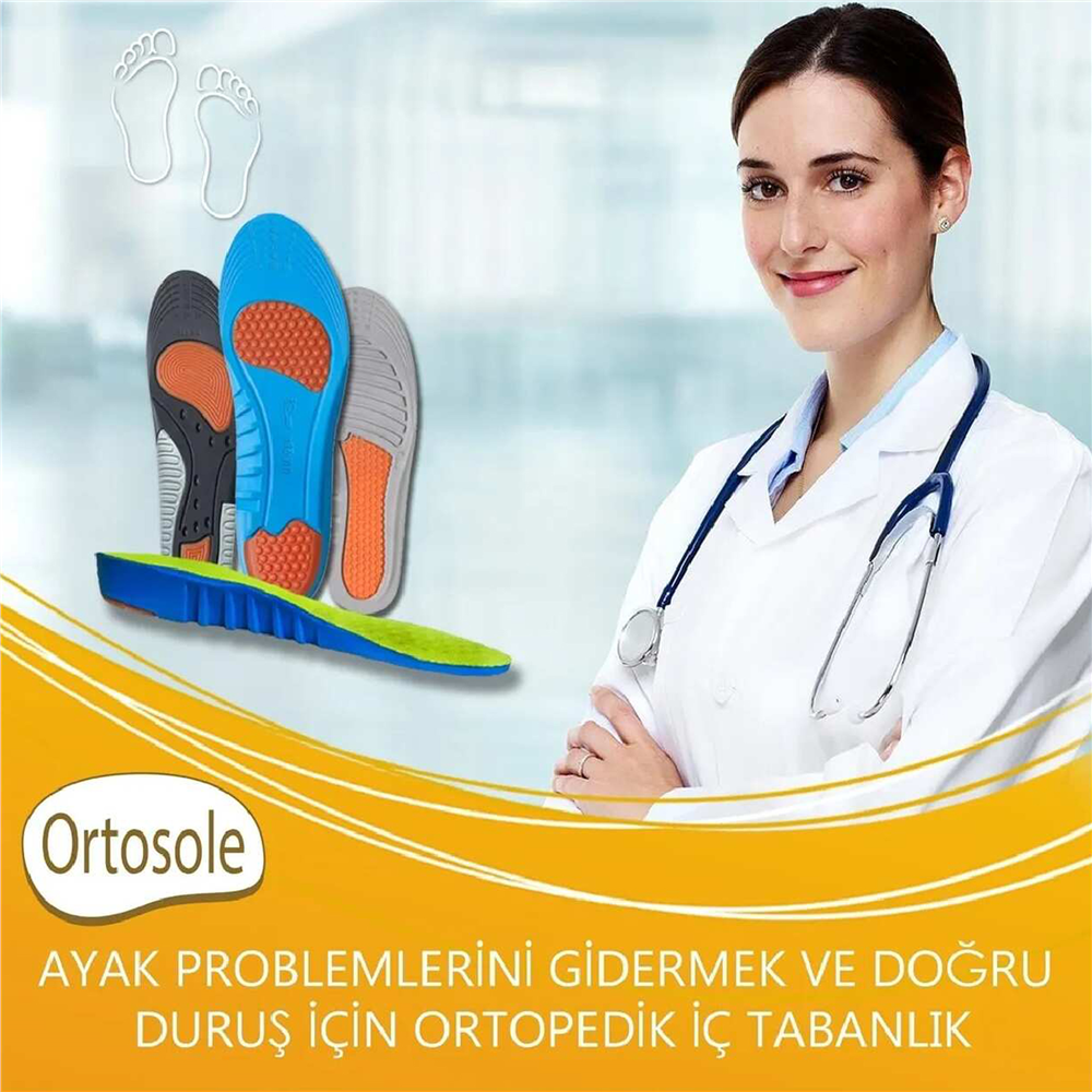 Ortosole Ark ve Jel Destekli Ortopedik Erkek Spor Tabanlığı 203-MM-STANDART