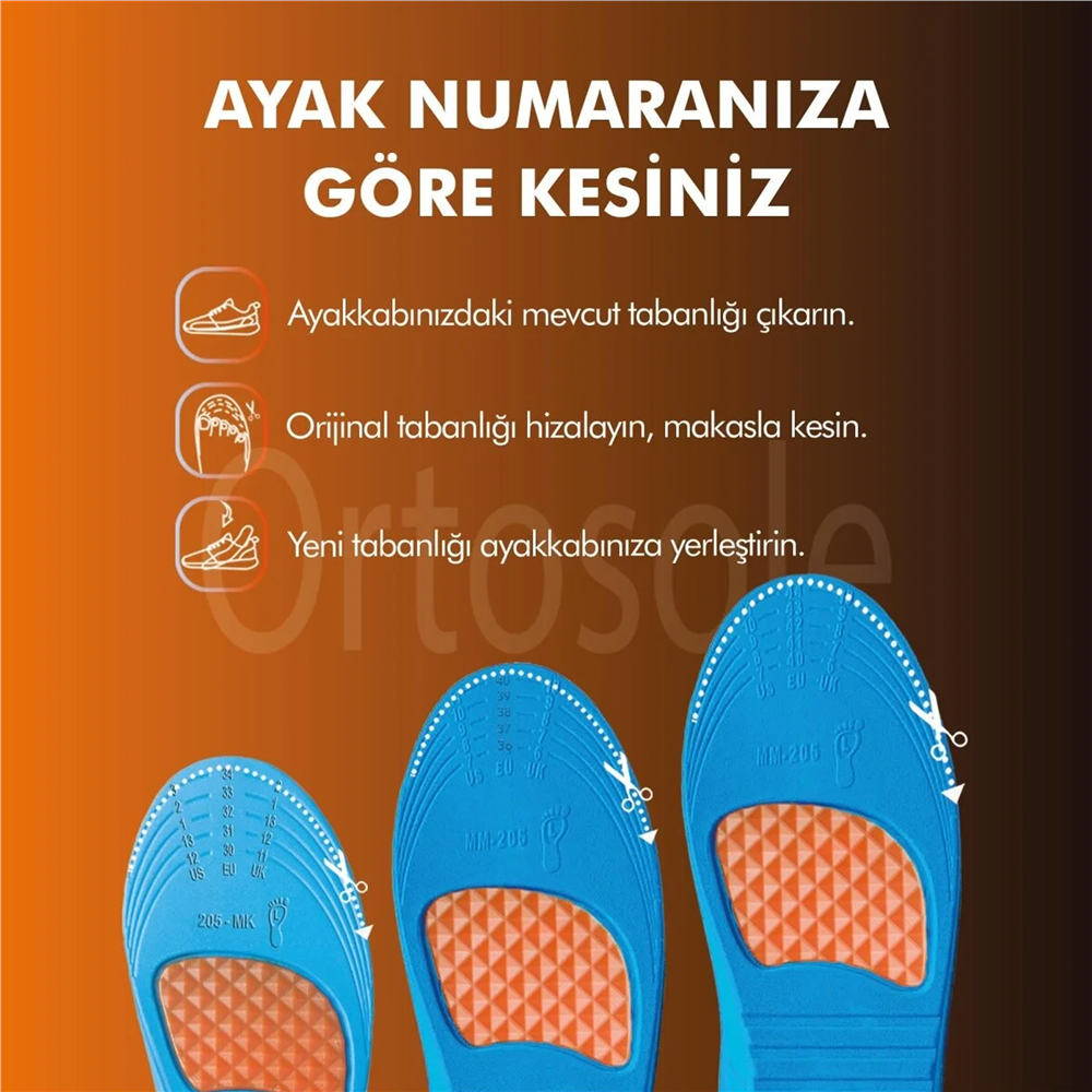 Ortosole Darbe Emici Memory Foam Çocuk Ayakkabı Tabanlığı 205-MK