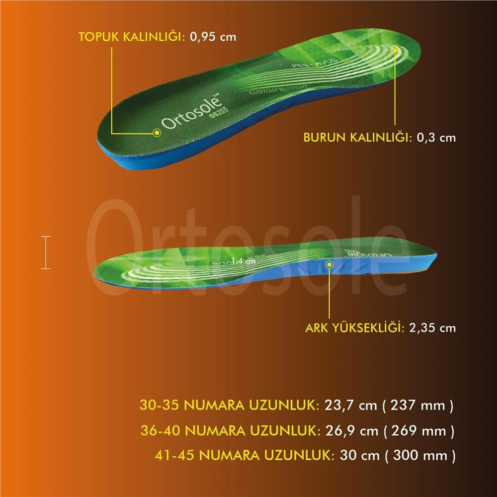 Ortosole Darbe Emici Memory Foam Çocuk Ayakkabı Tabanlığı 205-MK