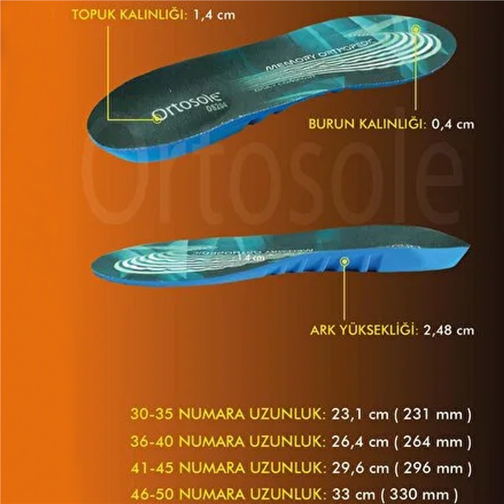 Ortosole Ortopedik Memory Foam Çocuk Ayakkabı Tabanlığı 204-MK