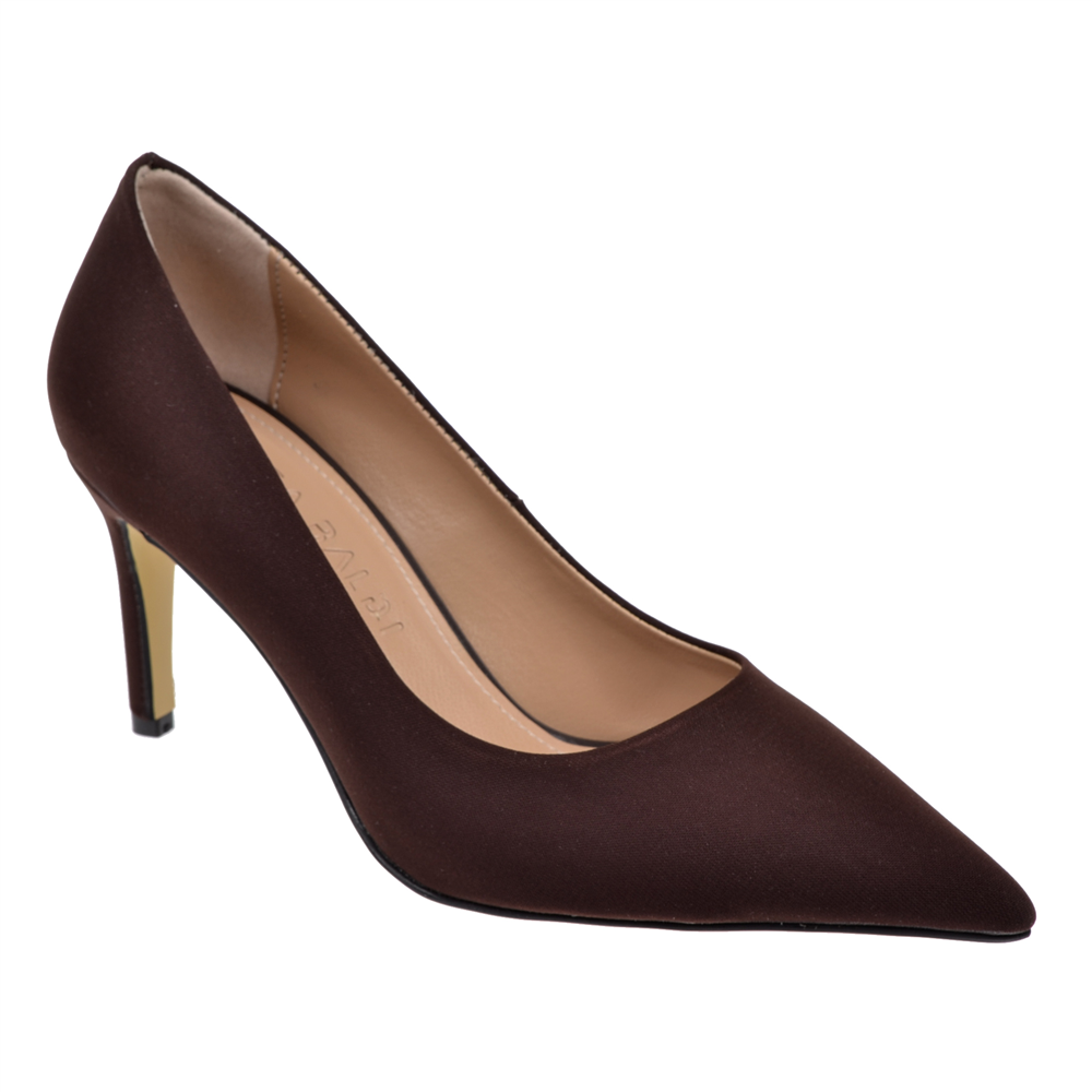 Pullman 8 Cm İnce Topuk Kadın Stiletto PL-89GV   KAHVE SATEN