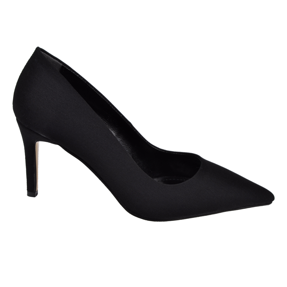 Pullman 8 Cm İnce Topuk Kadın Stiletto PL-89GV   SİYAH SATEN