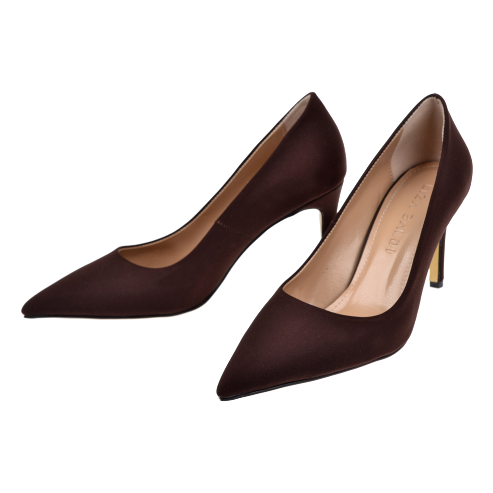 Pullman 8 Cm İnce Topuk Kadın Stiletto PL-89GV   KAHVE SATEN