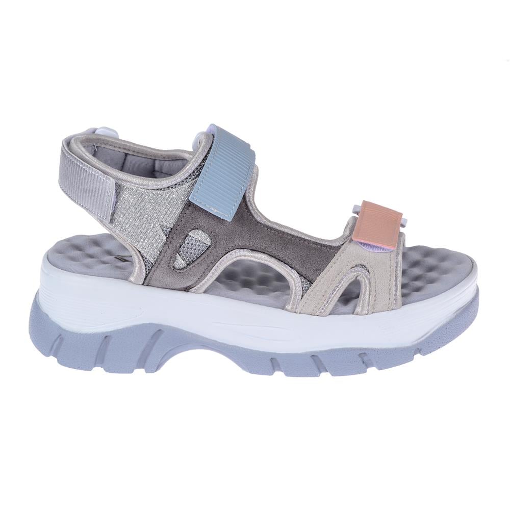Pullman Cırtlı Comfort Kadın Sandalet SMS-4740   GRİ MULTİ