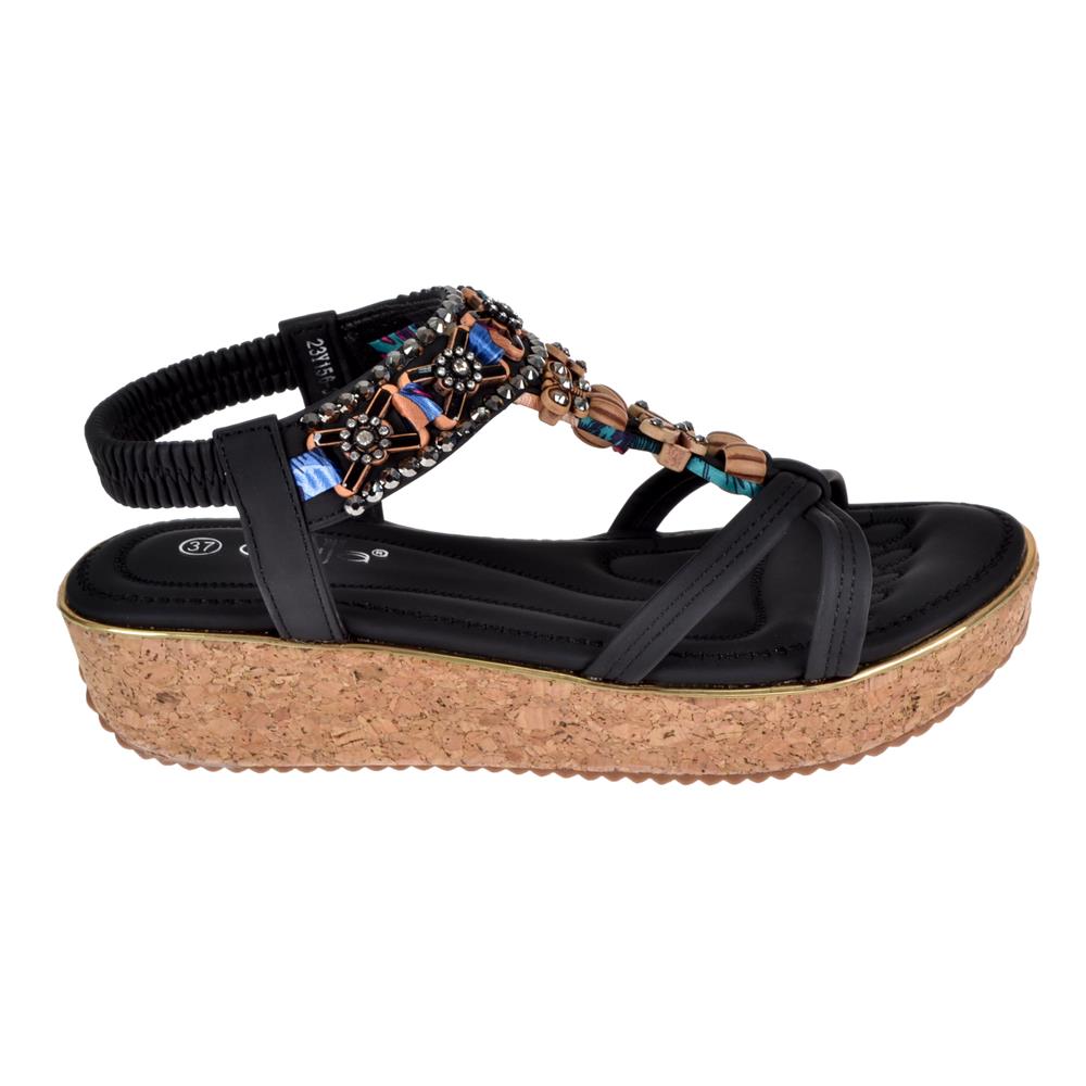 Pullman Dolgu Taban Kadın Sandalet GJ-1563   SİYAH