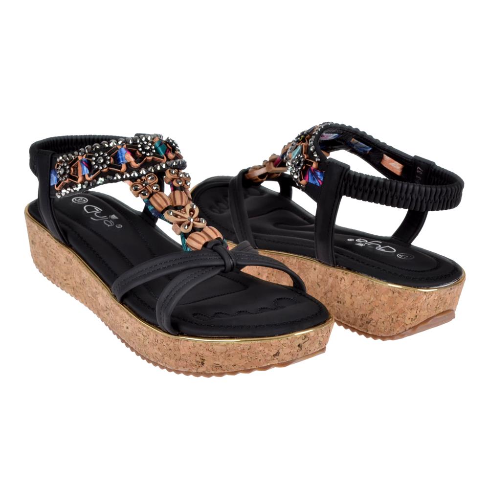 Pullman Dolgu Taban Kadın Sandalet GJ-1563   SİYAH