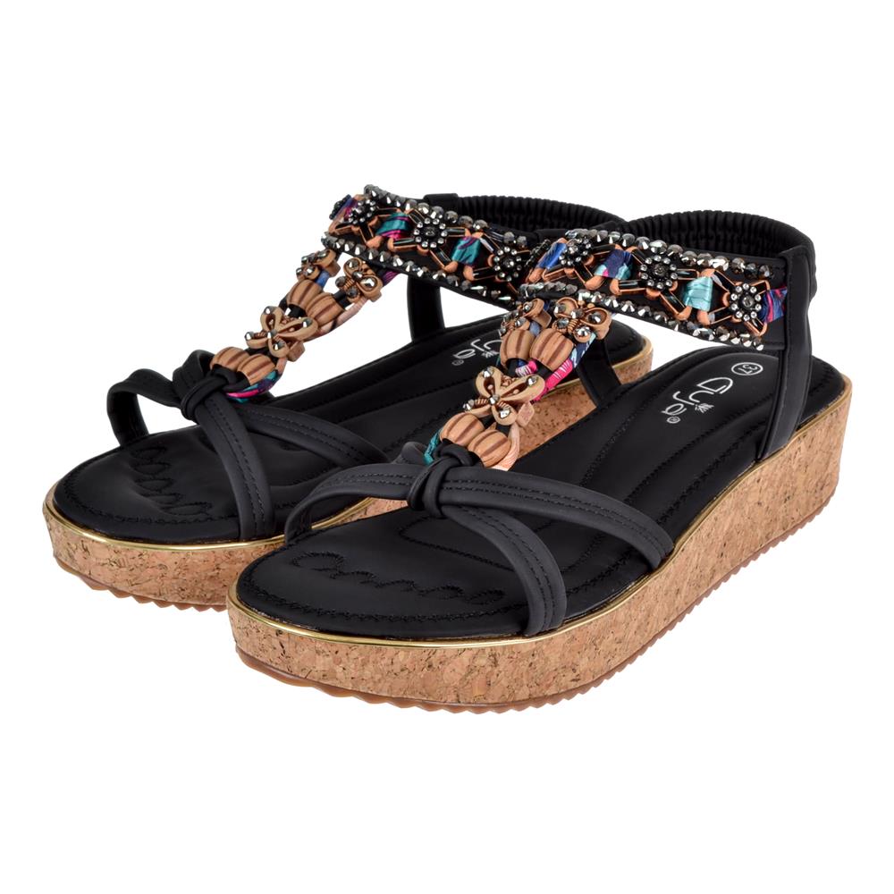 Pullman Dolgu Taban Kadın Sandalet GJ-1563   SİYAH