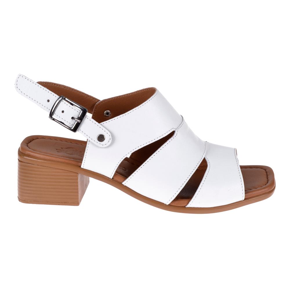 Pullman Hakiki Deri Alçak Topuk Kadın Sandalet MX-1113   BEYAZ