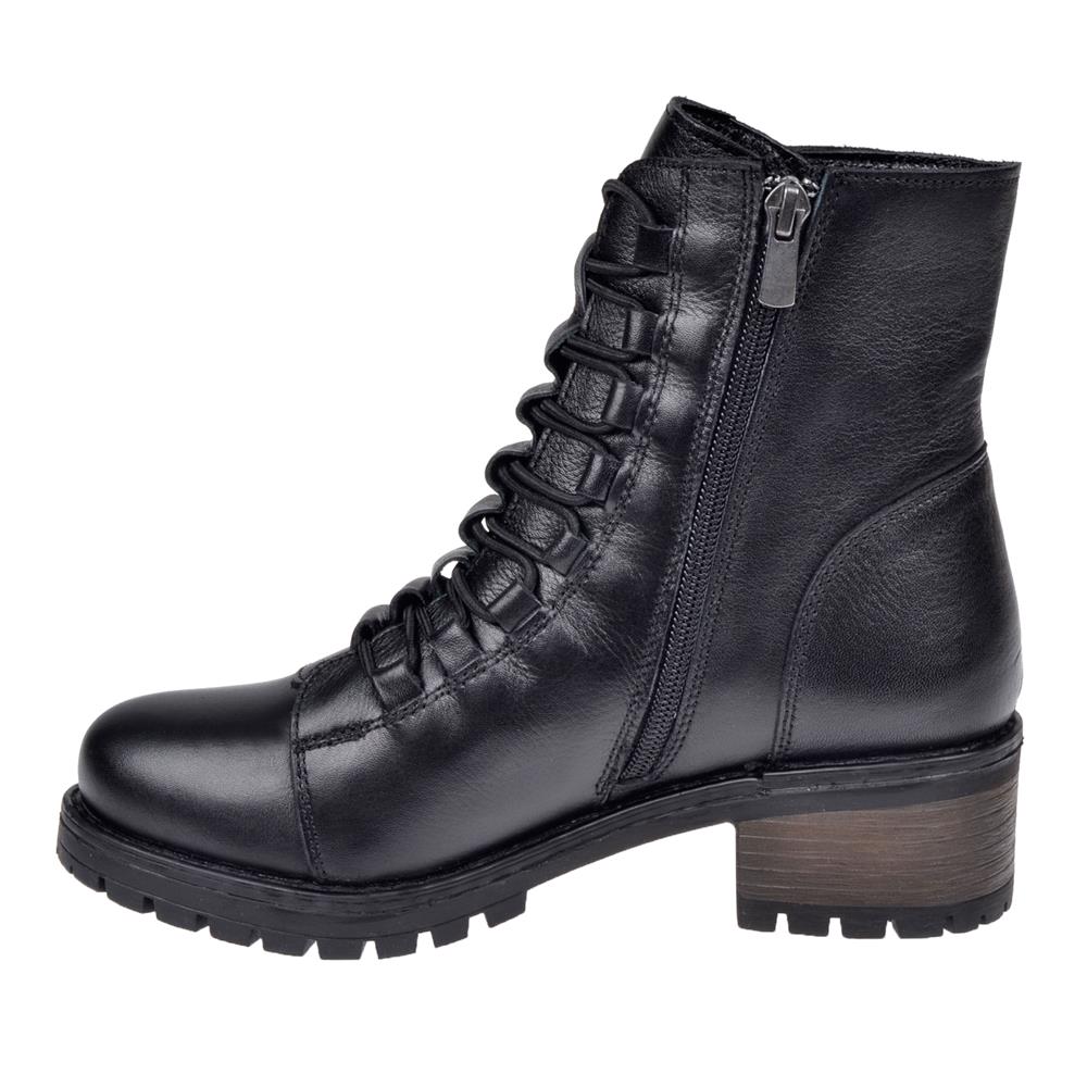 Pullman Hakiki Deri Alçak Topuklu Kadın Bot VOY-7282   SİYAH