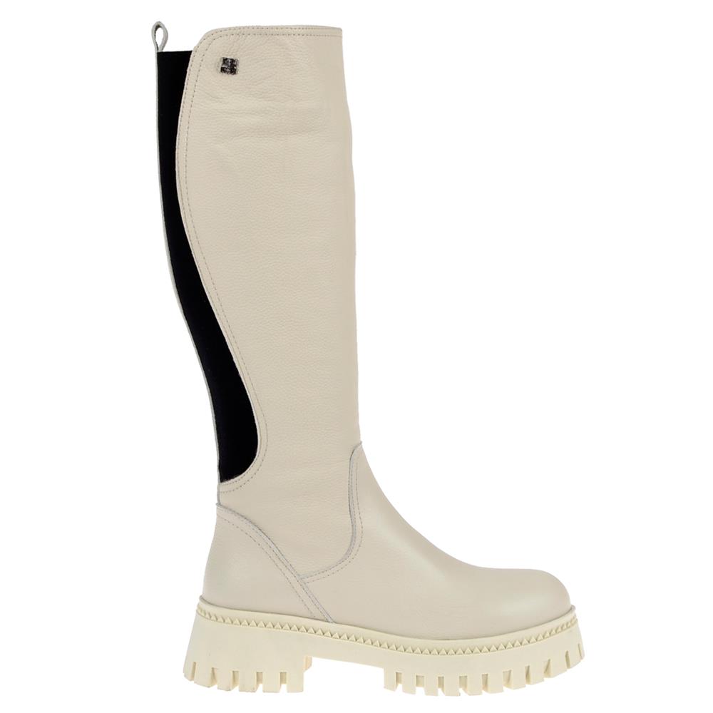 Pullman Hakiki Deri Arkası Lastikli Kadın Çizme MX-ZMB-202   BEJ