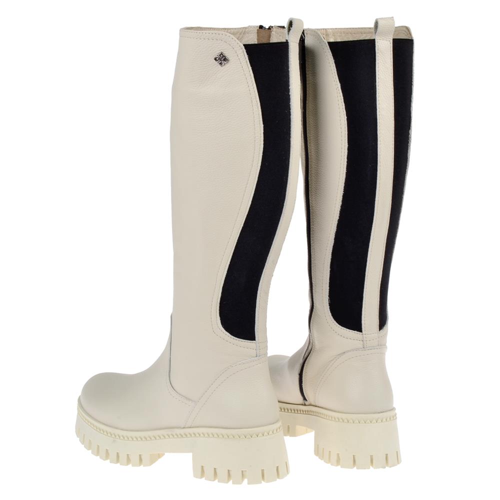 Pullman Hakiki Deri Arkası Lastikli Kadın Çizme MX-ZMB-202   BEJ