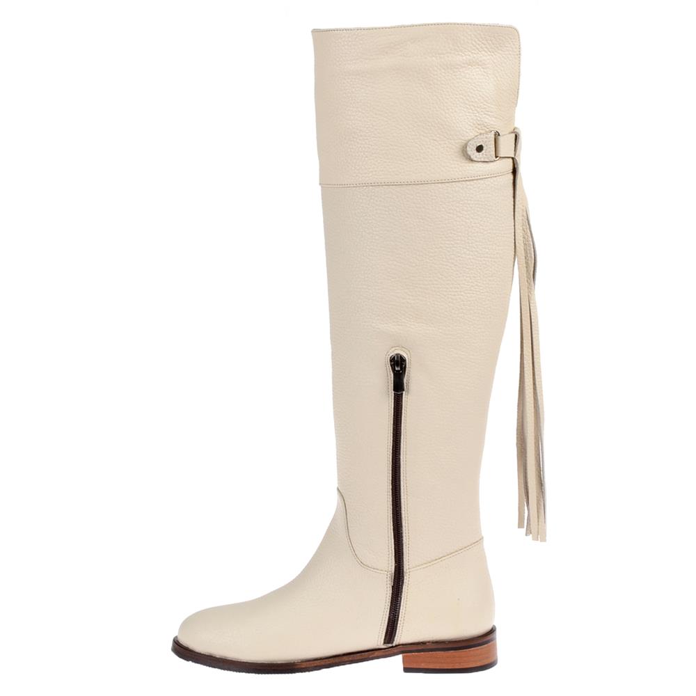 Pullman Hakiki Deri Binici Kadın Çizme MX-422   BEJ