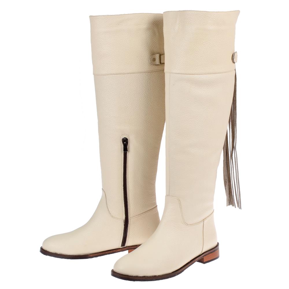 Pullman Hakiki Deri Binici Kadın Çizme MX-422   BEJ