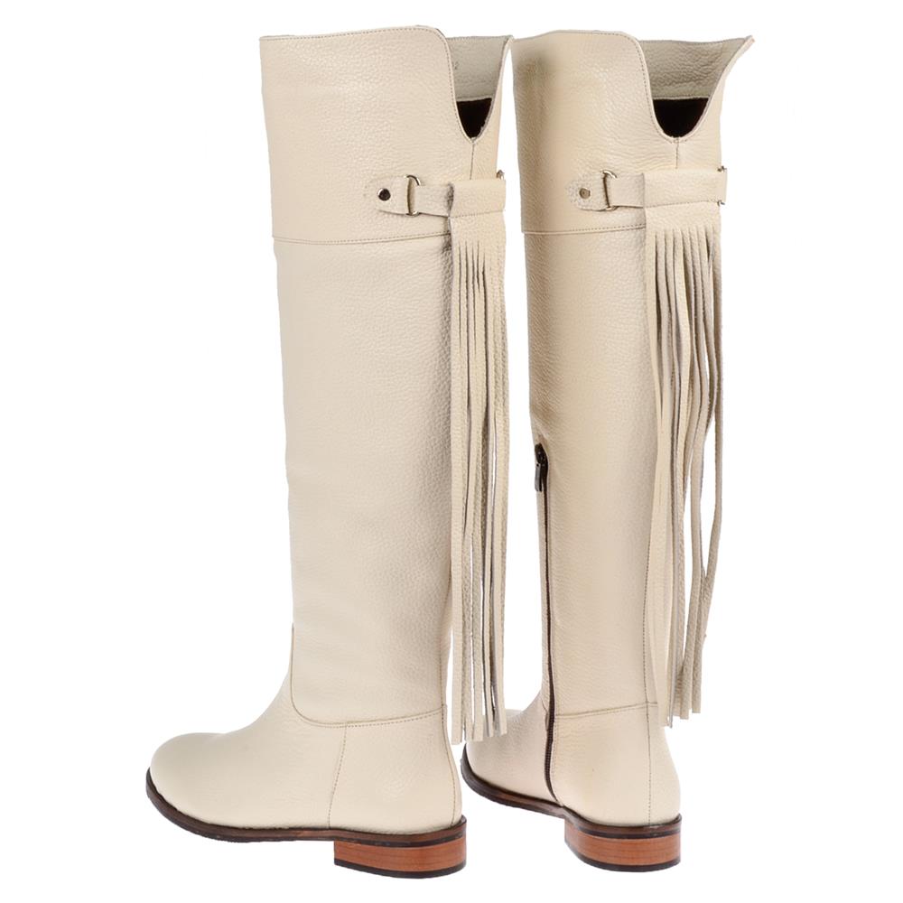 Pullman Hakiki Deri Binici Kadın Çizme MX-422   BEJ