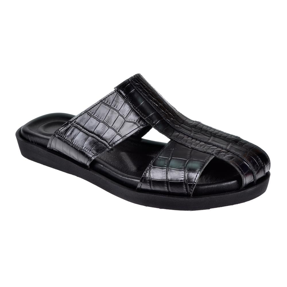 Pullman Hakiki Deri Burnu Kapalı Erkek Terlik CEV-3014   SİYAH