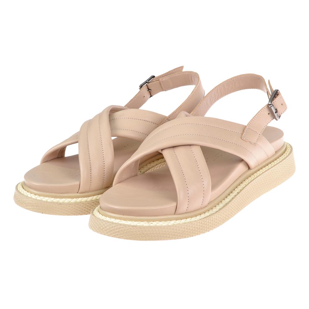 Pullman Hakiki Deri Comfort Kadın Sandalet MX-305   BEJ