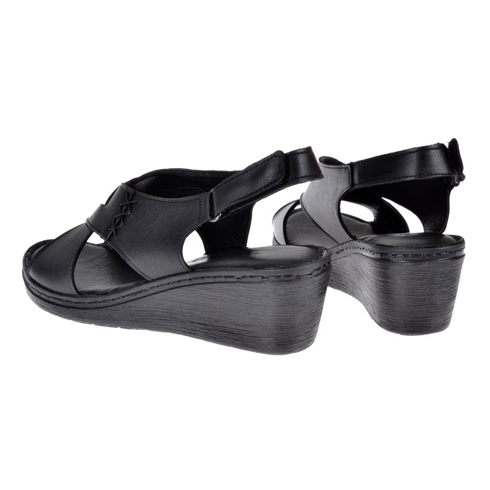 Pullman Hakiki Deri Comfort Kadın Sandalet PLM-12   SİYAH