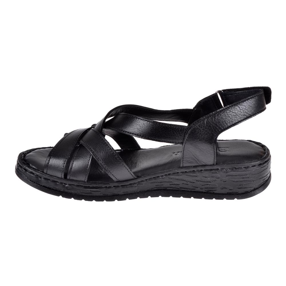 Pullman Hakiki Deri Comfort Kadın Sandalet PLM-8   SİYAH