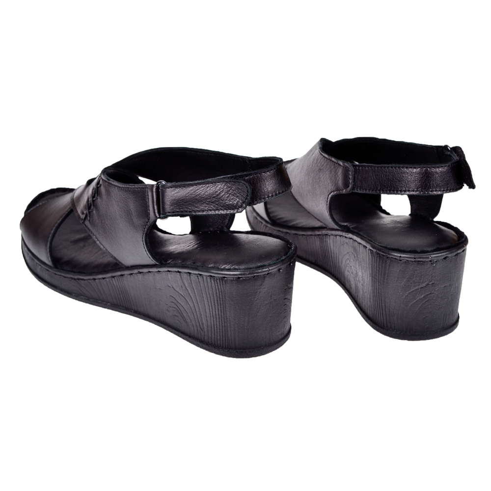 Pullman Hakiki Deri Comfort Kadın Sandalet PLM-12-SİYAH