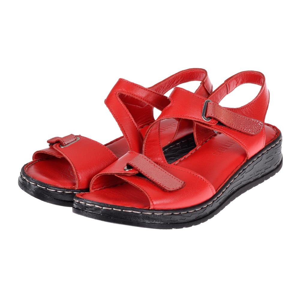 Pullman Hakiki Deri Comfort Kadın Sandalet PLM-7   KIRMIZI