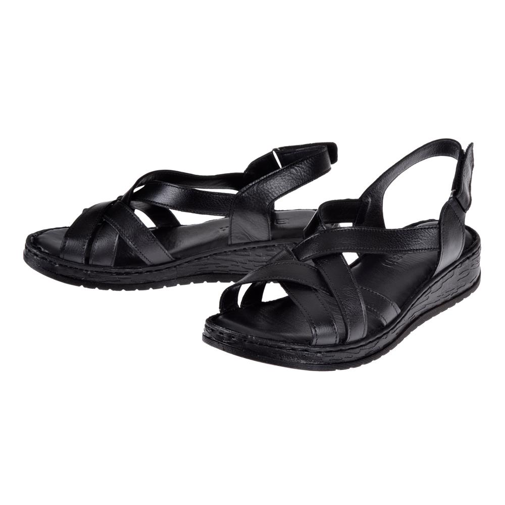 Pullman Hakiki Deri Comfort Kadın Sandalet PLM-8   SİYAH