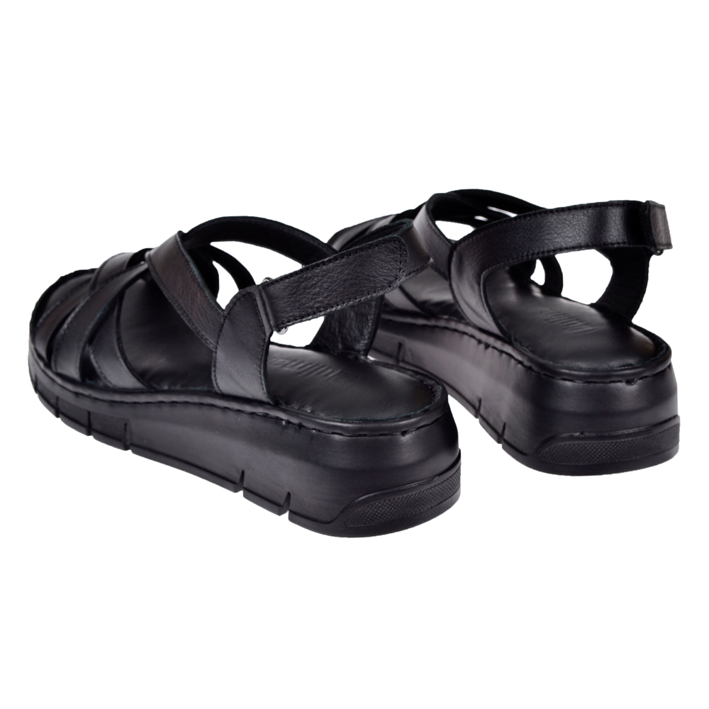 Pullman Hakiki Deri Comfort Kadın Sandalet PLM-2426-SİYAH