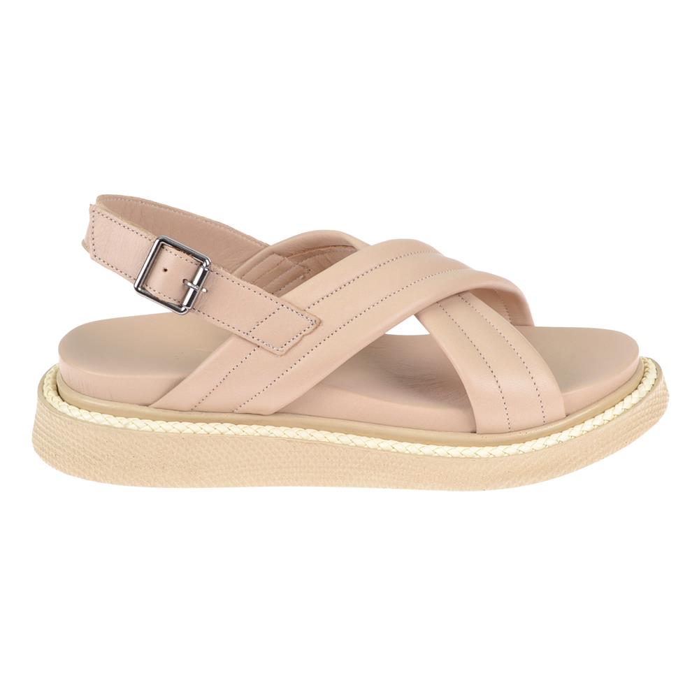 Pullman Hakiki Deri Comfort Kadın Sandalet MX-305   BEJ