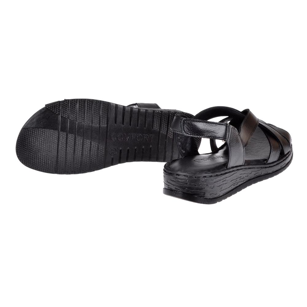 Pullman Hakiki Deri Comfort Kadın Sandalet PLM-8   SİYAH