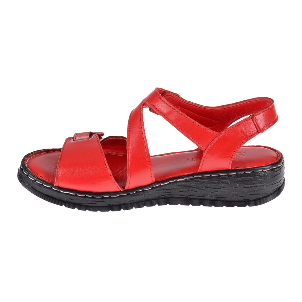Pullman Hakiki Deri Comfort Kadın Sandalet PLM-7   KIRMIZI