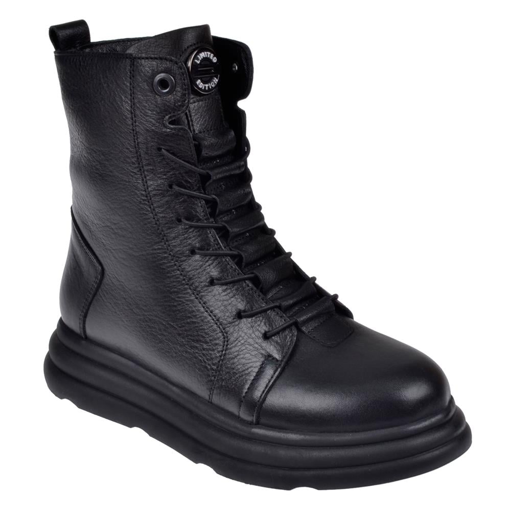 Pullman Hakiki Deri Düz Taban Kadın Bot VOY-9314   SİYAH