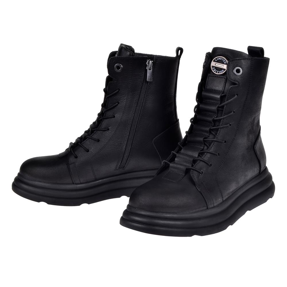 Pullman Hakiki Deri Düz Taban Kadın Bot VOY-9314   SİYAH NUBUK