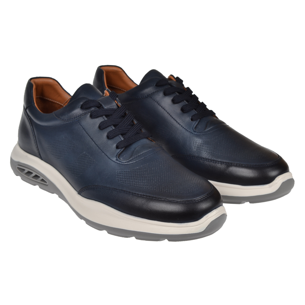 Pullman Hakiki Deri Erkek Spor Ayakkabı Sneaker MOD-5825   LACİVERT