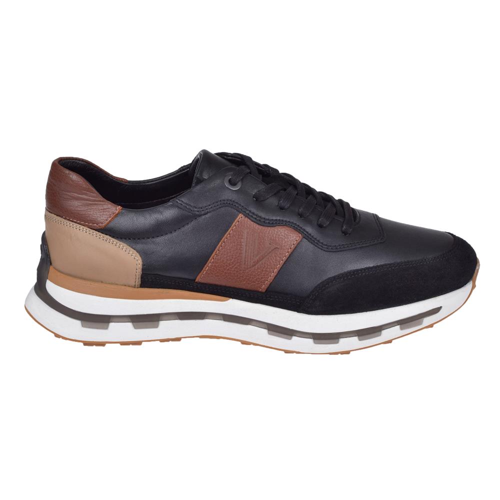 Pullman Hakiki Deri Erkek Spor Ayakkabı Sneaker VOY-6672   SİYAH