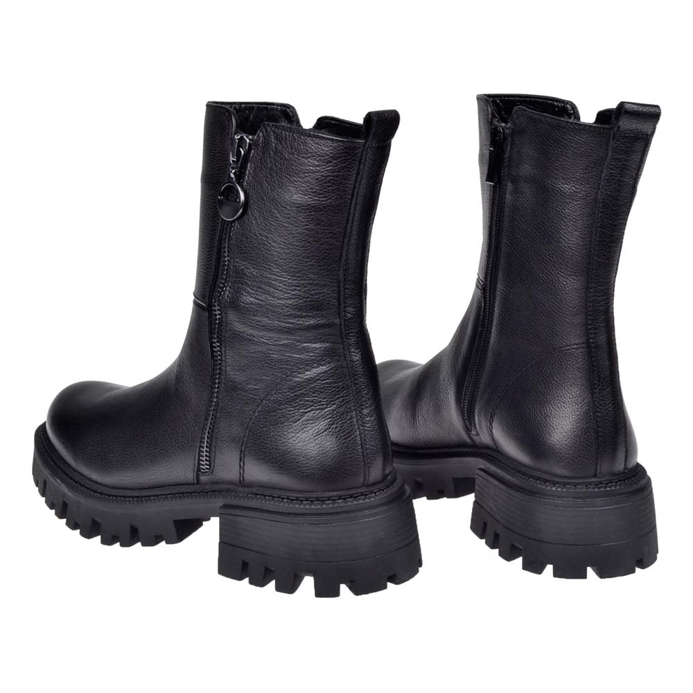 Pullman Hakiki Deri Fermuarlı Kadın Bot SK-23782   SİYAH