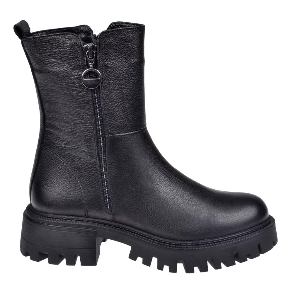 Pullman Hakiki Deri Fermuarlı Kadın Bot SK-23782   SİYAH