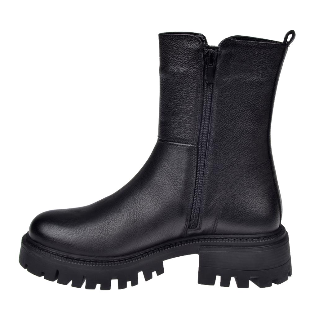 Pullman Hakiki Deri Fermuarlı Kadın Bot SK-23782   SİYAH