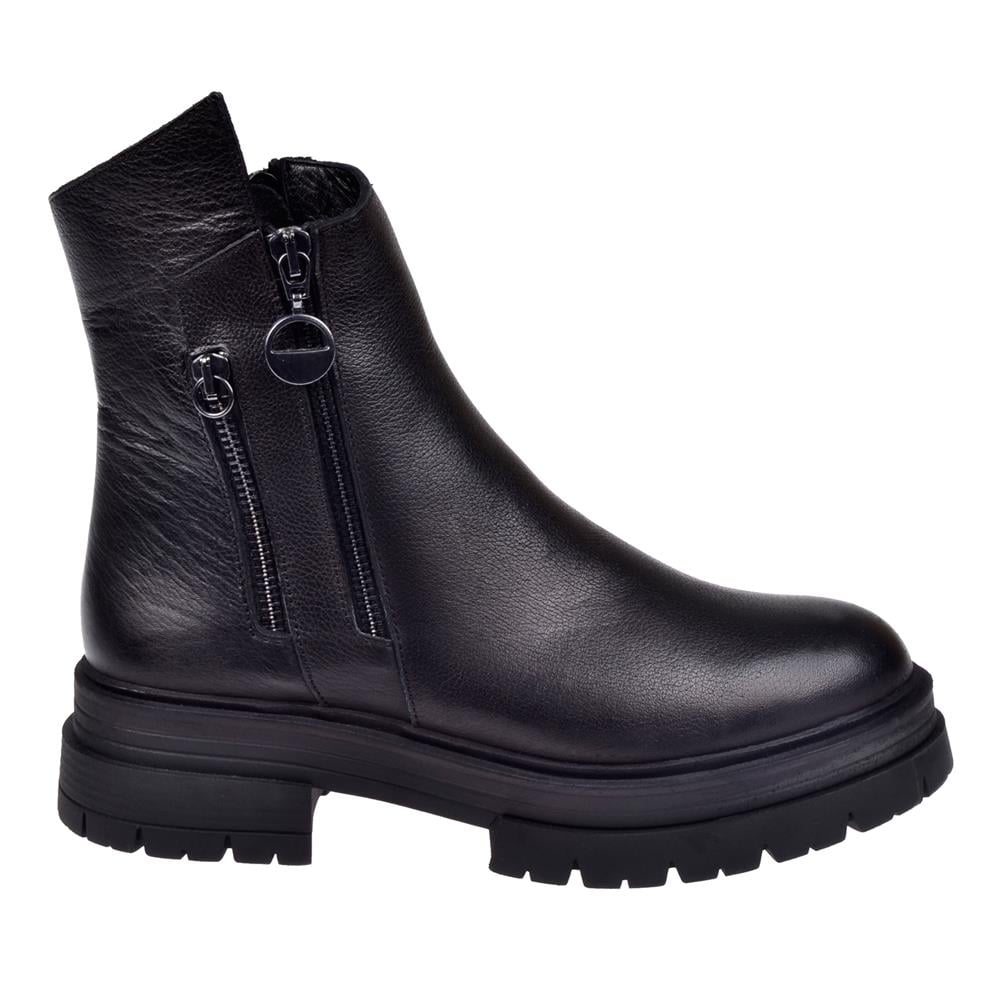 Pullman Hakiki Deri Fermuarlı Kadın Bot SK-26255   SİYAH