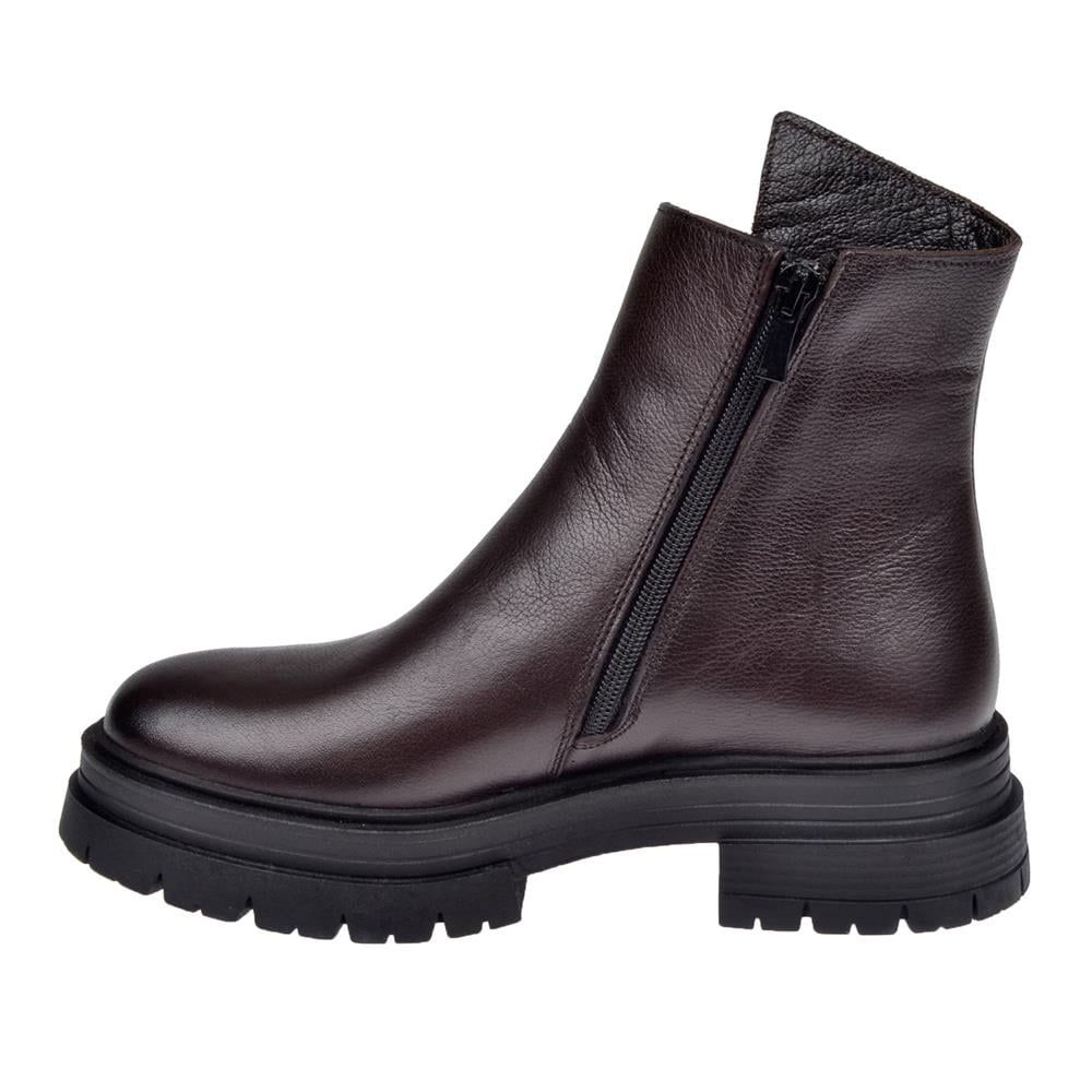 Pullman Hakiki Deri Fermuarlı Kadın Bot SK-26255   KAHVE