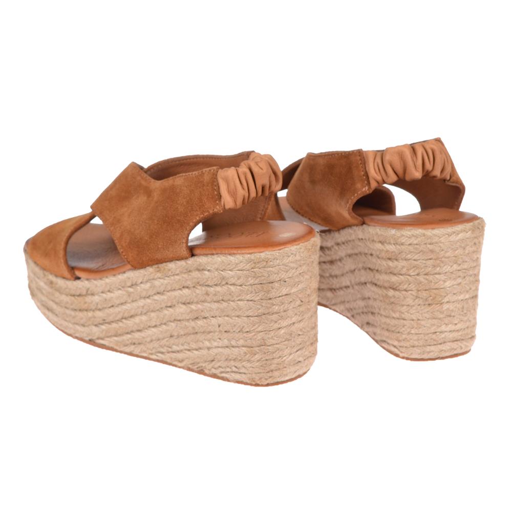 Pullman Hakiki Deri Hasır Taban Kadın Sandalet MAK-1218   TABA SÜET