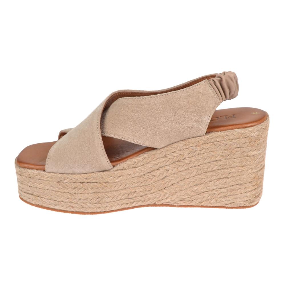 Pullman Hakiki Deri Hasır Taban Kadın Sandalet MAK-1218   BEJ SÜET