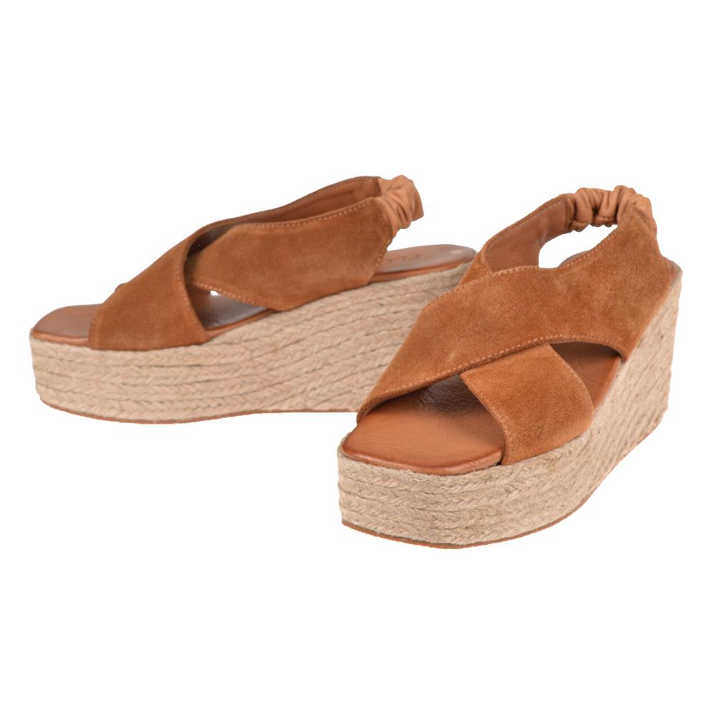 Pullman Hakiki Deri Hasır Taban Kadın Sandalet MAK-1218   TABA SÜET