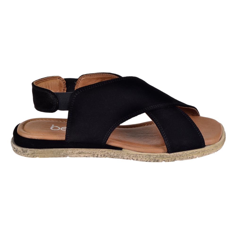 Pullman Hakiki Deri Kadın Sandalet PLM-706   SİYAH SÜET