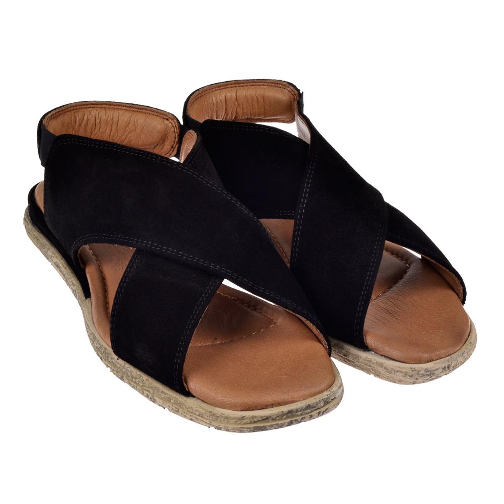 Pullman Hakiki Deri Kadın Sandalet PLM-706   SİYAH SÜET