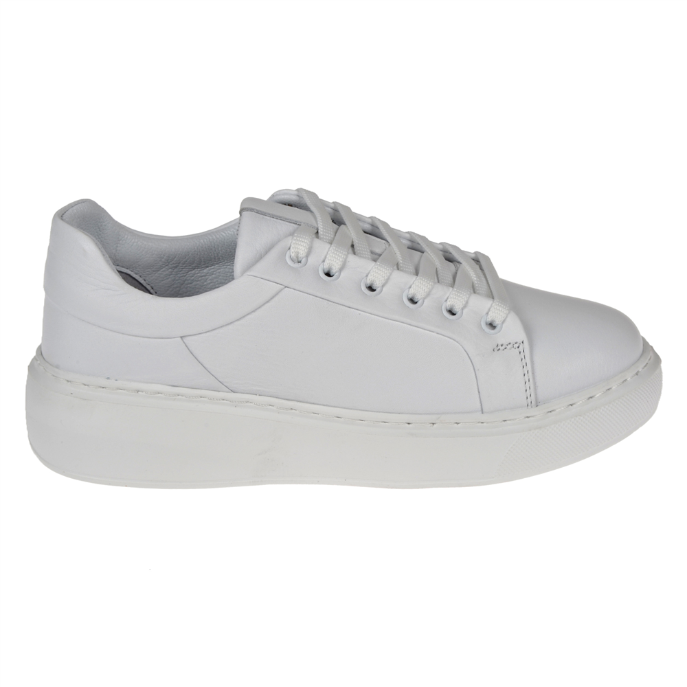 Pullman Hakiki Deri Kadın Spor Ayakkabı Sneaker AHU-3090   BEYAZ