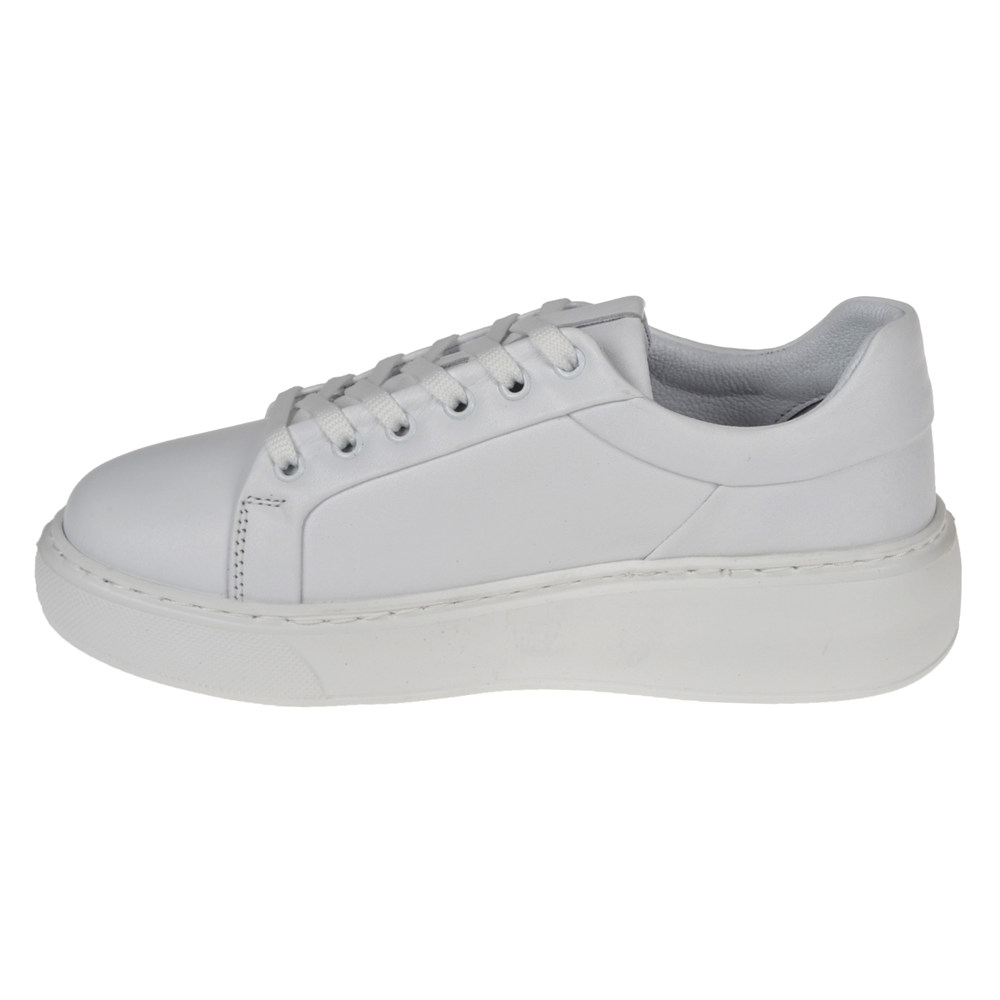 Pullman Hakiki Deri Kadın Spor Ayakkabı Sneaker AHU-3090   BEYAZ