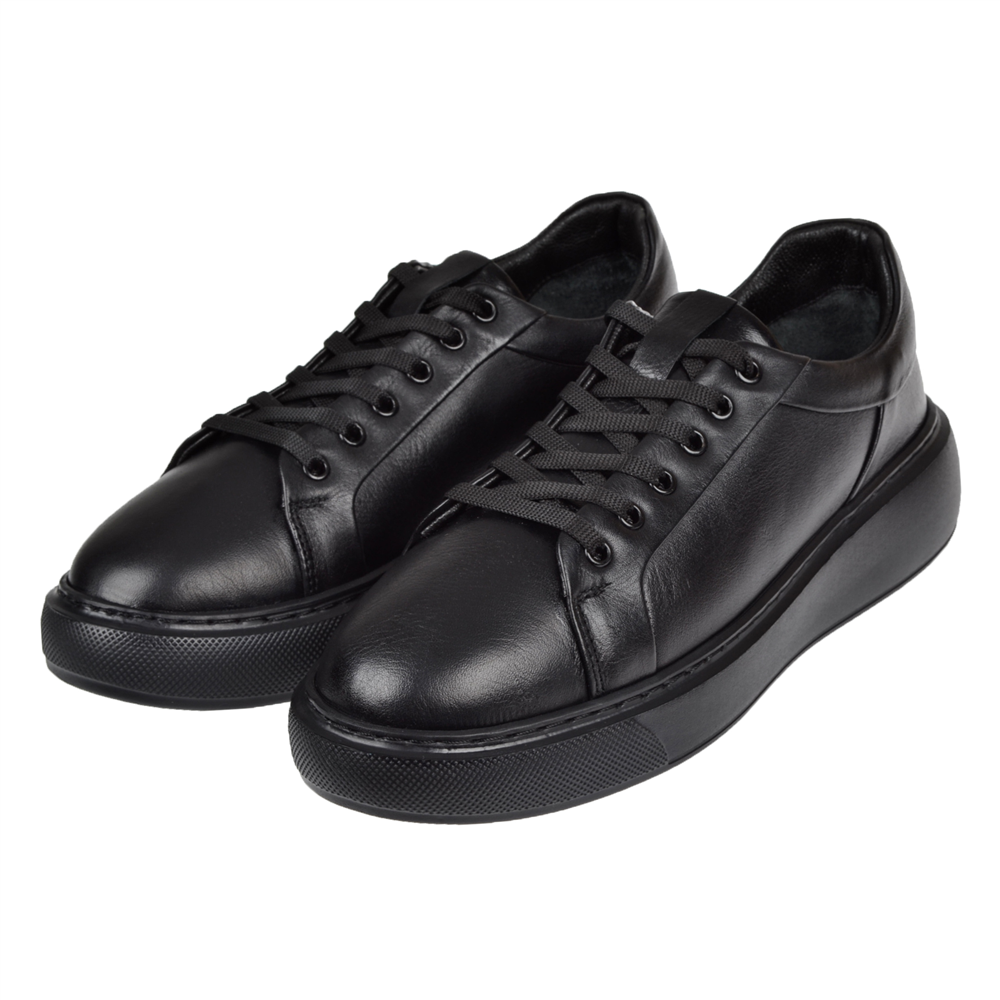 Pullman Hakiki Deri Kadın Spor Ayakkabı Sneaker AHU-3090   SİYAH