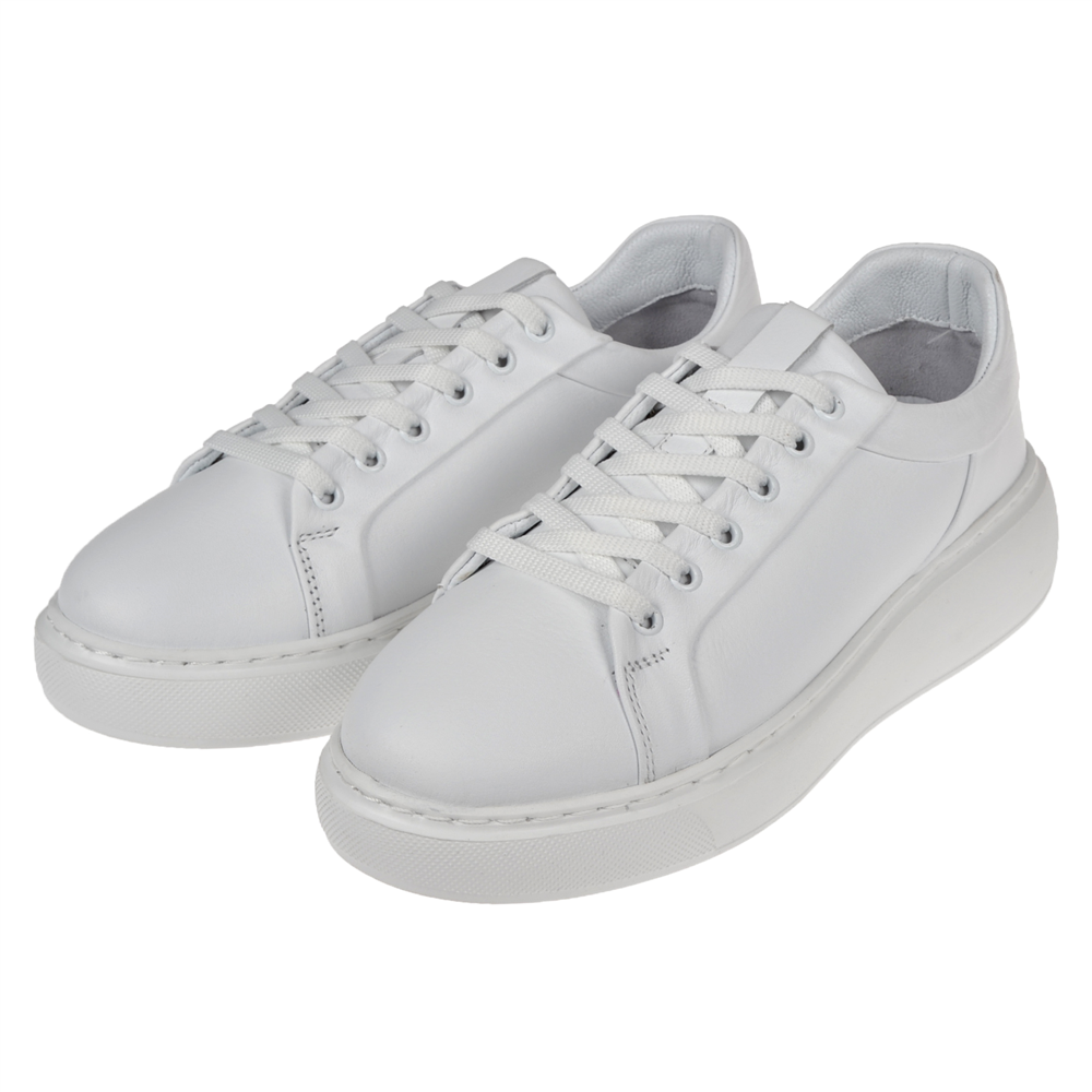Pullman Hakiki Deri Kadın Spor Ayakkabı Sneaker AHU-3090   BEYAZ